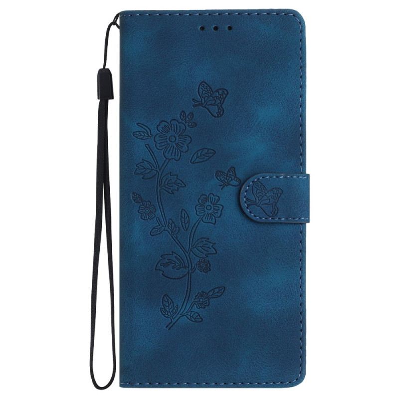 Kožna Futrola Za iPhone 16 Tiskano Cvijeće S Remenom
