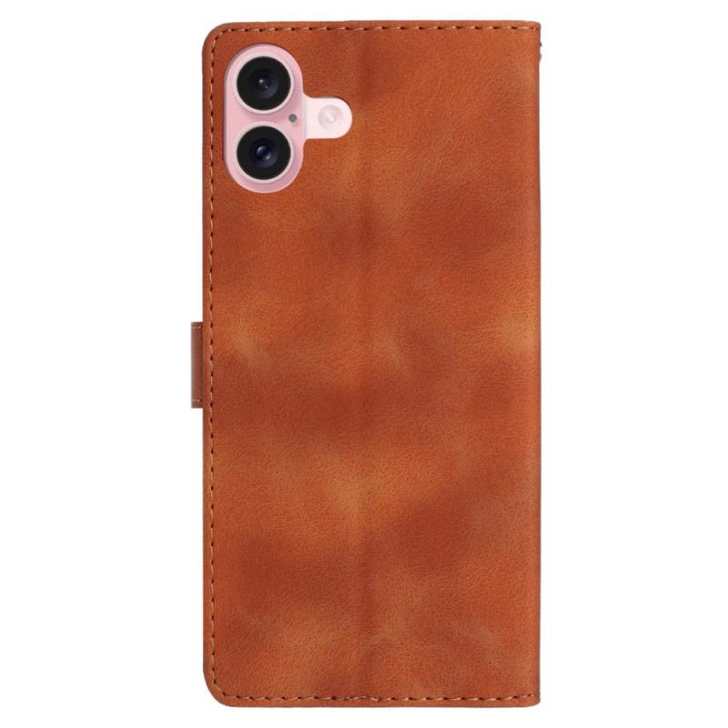 Kožna Futrola Za iPhone 16 Tiskano Cvijeće S Remenom