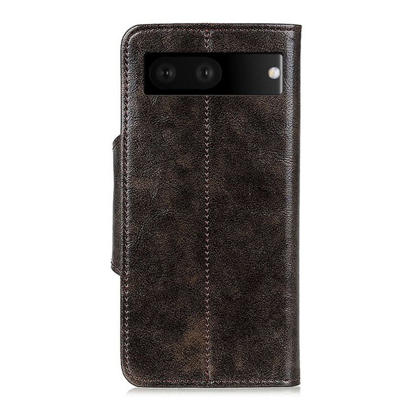 Kožna Futrola Google Pixel 7 Gumb Khazneh Od Imitacije Lakirane Kože