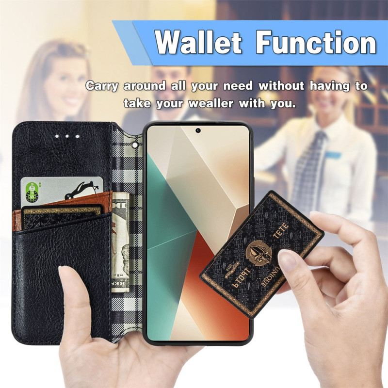 Flip Futrola Za Xiaomi Redmi Note 13 5g Vintage Dijamanti S Efektom Kože