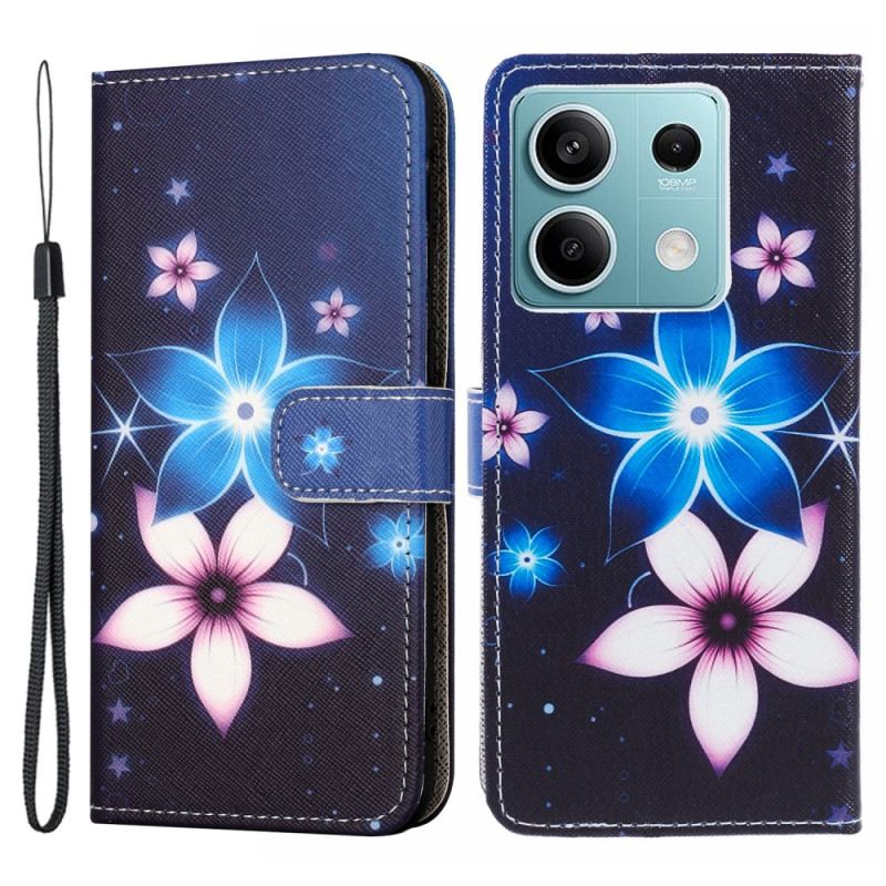 Kožna Futrola Za Xiaomi Redmi Note 13 5g Mjesečevo Cvijeće S Remenom