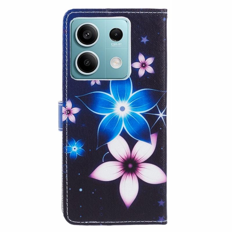 Kožna Futrola Za Xiaomi Redmi Note 13 5g Mjesečevo Cvijeće S Remenom