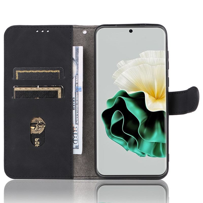 Flip Futrola Huawei P60 Pro Obična Umjetna Koža S Remenom