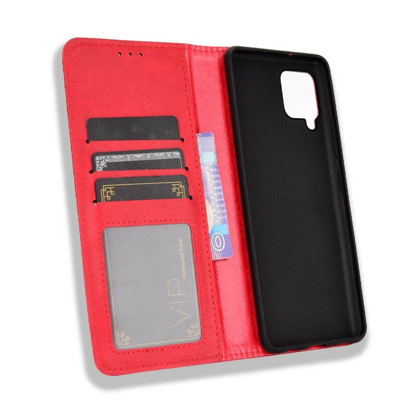 Flip Futrola Samsung Galaxy A42 5G Kožna Futrola Efekt Stilizirane Vintage Kože