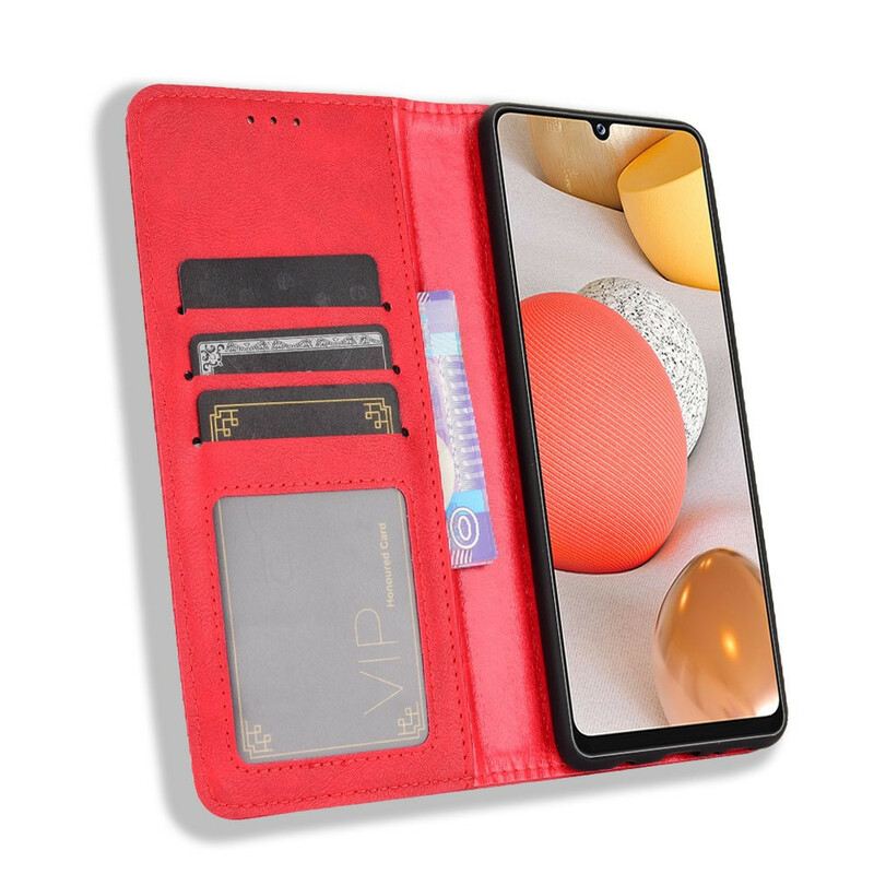 Flip Futrola Samsung Galaxy A42 5G Kožna Futrola Efekt Stilizirane Vintage Kože