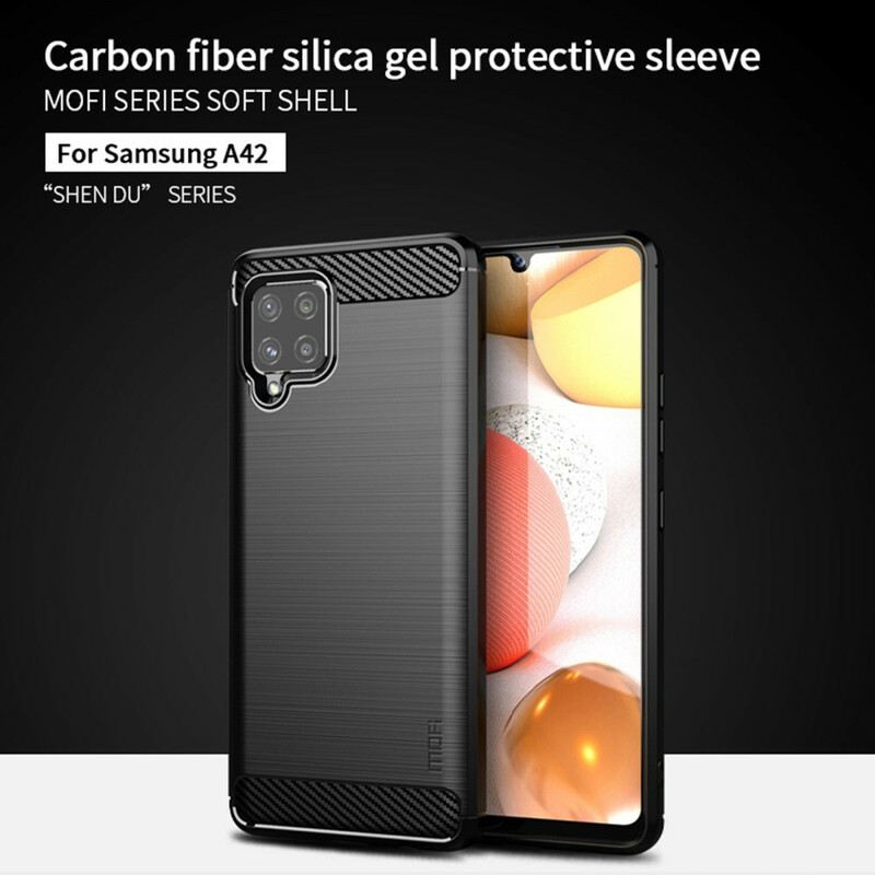 Maskica Samsung Galaxy A42 5G Mofi Brušena Karbonska Vlakna