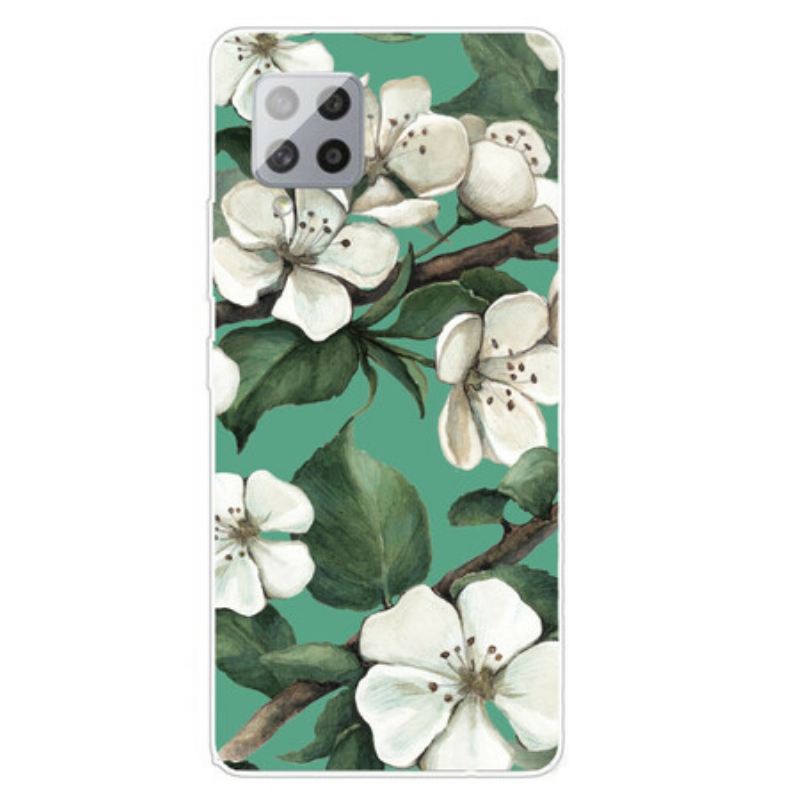 Maskica Samsung Galaxy A42 5G Oslikano Bijelo Cvijeće