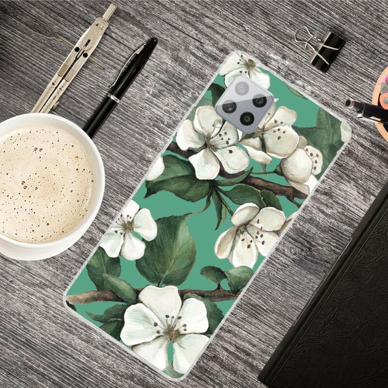 Maskica Samsung Galaxy A42 5G Oslikano Bijelo Cvijeće