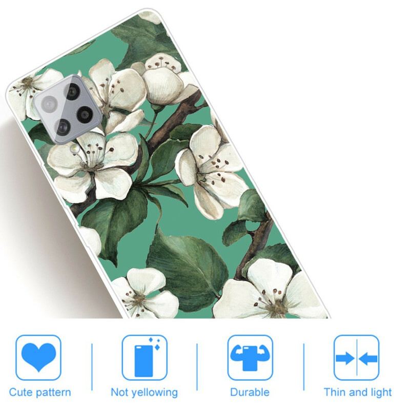 Maskica Samsung Galaxy A42 5G Oslikano Bijelo Cvijeće