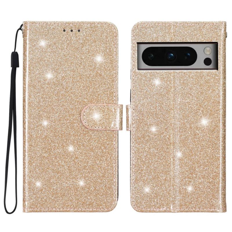 Kožna Futrola Google Pixel 8 Pro Šljokice S Remenčićima