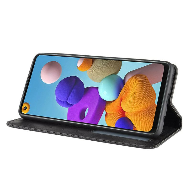 Flip Futrola Samsung Galaxy A21s Kožna Futrola Efekt Stilizirane Vintage Kože