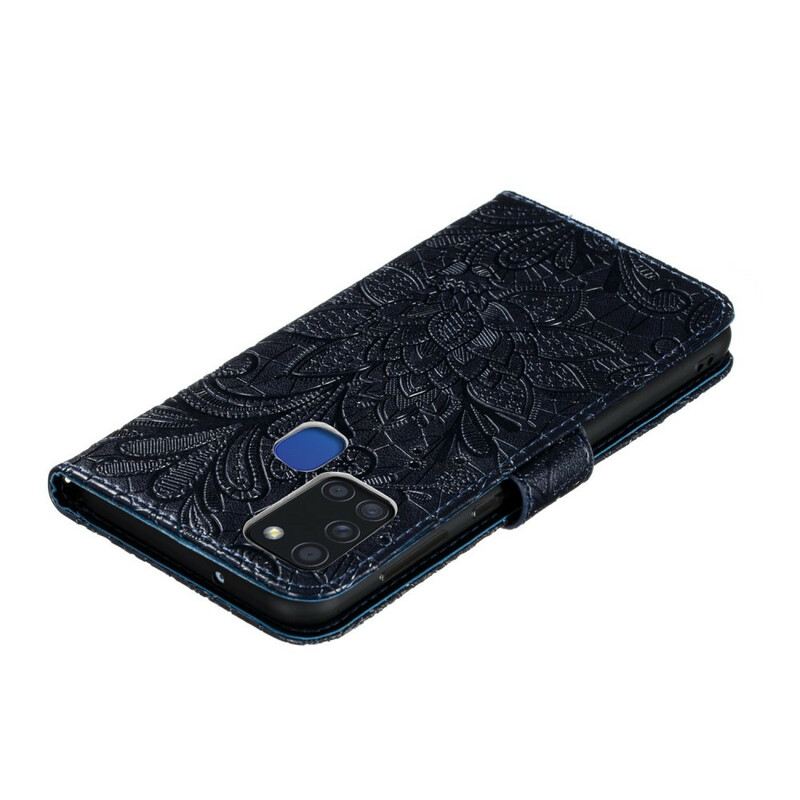 Kožna Futrola Samsung Galaxy A21s Remen Tribal Flowers