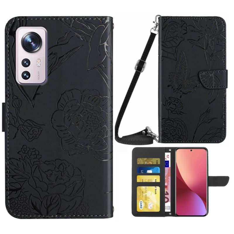 Kožna Futrola Xiaomi 12 / 12X Leptirići I Naramenica