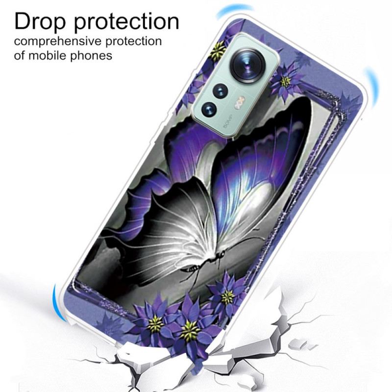 Maskica Xiaomi 12 / 12X Ljubičasti Leptir Silikon