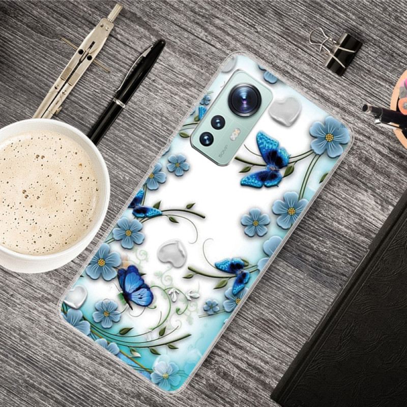 Maskica Xiaomi 12 / 12X Plavo Cvijeće I Leptiri