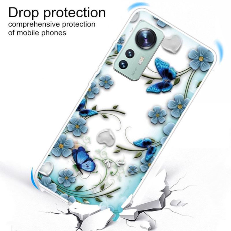Maskica Xiaomi 12 / 12X Plavo Cvijeće I Leptiri