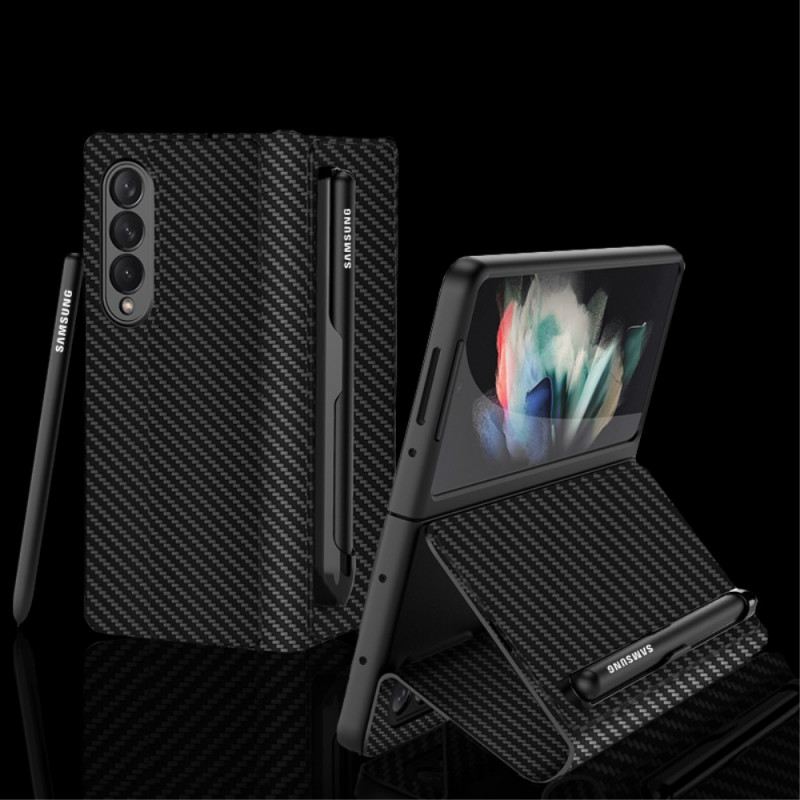 Flip Futrola Samsung Galaxy Z Fold 3 5G Kožna Futrola Držač Olovke Od Karbonskih Vlakana