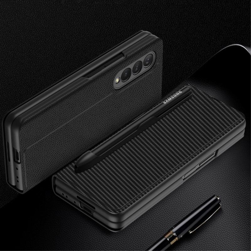 Flip Futrola Samsung Galaxy Z Fold 3 5G Kožna Futrola Držač Olovke Od Karbonskih Vlakana
