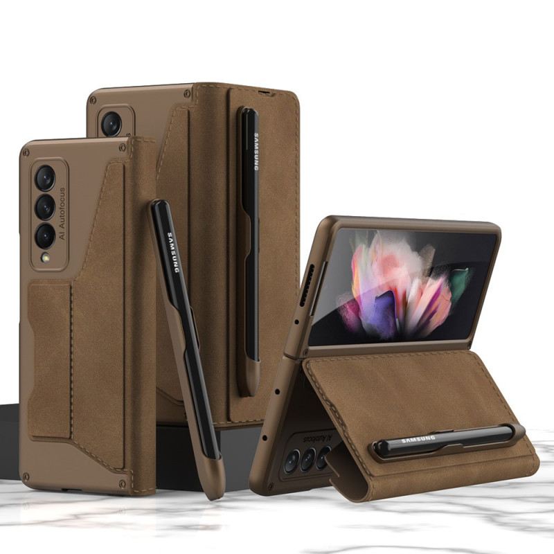 Flip Futrola Samsung Galaxy Z Fold 3 5G Kožna Futrola Gkk Držač Za Olovku Od Umjetne Kože