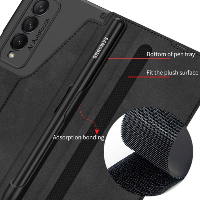 Flip Futrola Samsung Galaxy Z Fold 3 5G Kožna Futrola Gkk Držač Za Olovku Od Umjetne Kože