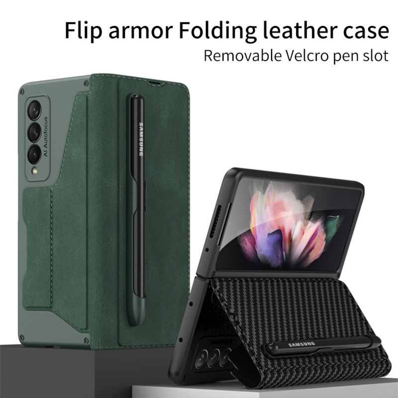 Flip Futrola Samsung Galaxy Z Fold 3 5G Kožna Futrola Gkk Držač Za Olovku Od Umjetne Kože