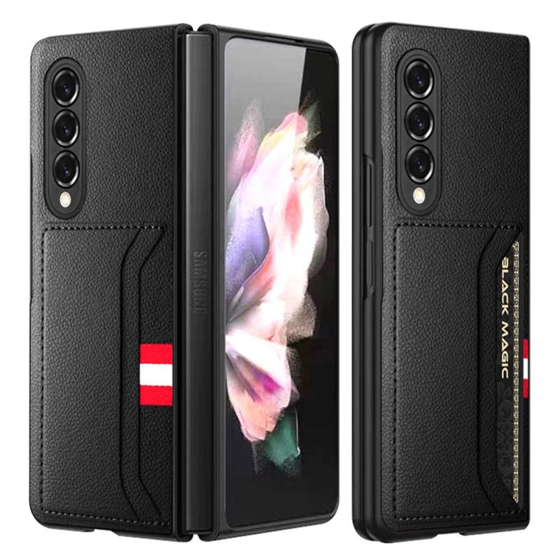 Maskica Samsung Galaxy Z Fold 3 5G Litchi Kožni Dvostruki Držač Kartica