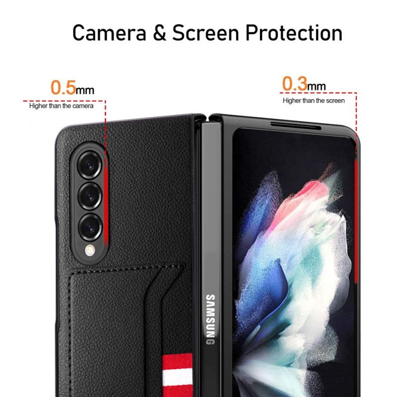 Maskica Samsung Galaxy Z Fold 3 5G Litchi Kožni Dvostruki Držač Kartica