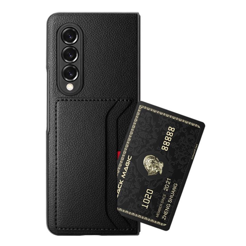 Maskica Samsung Galaxy Z Fold 3 5G Litchi Kožni Dvostruki Držač Kartica