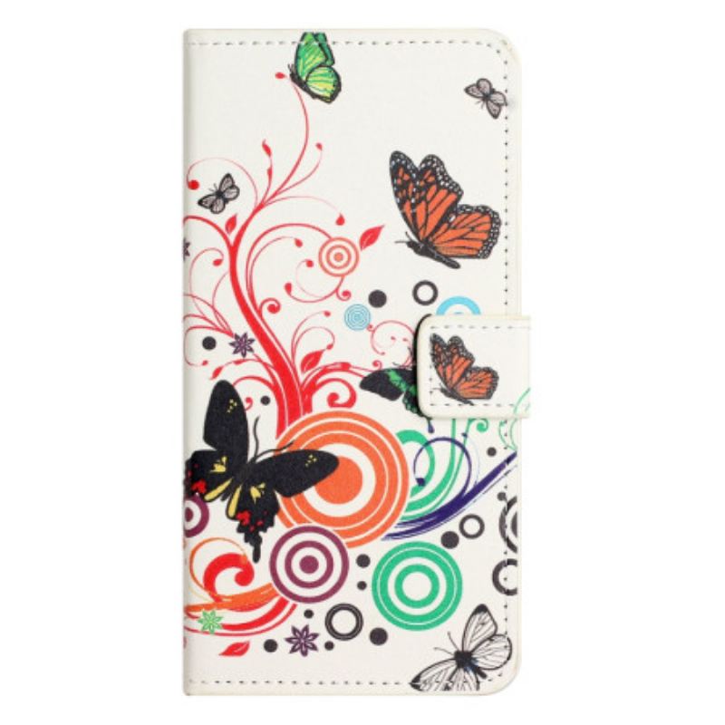 Kožna Futrola Xiaomi Redmi Note 13 4g Leptiri Na Bijelim Pozadinama