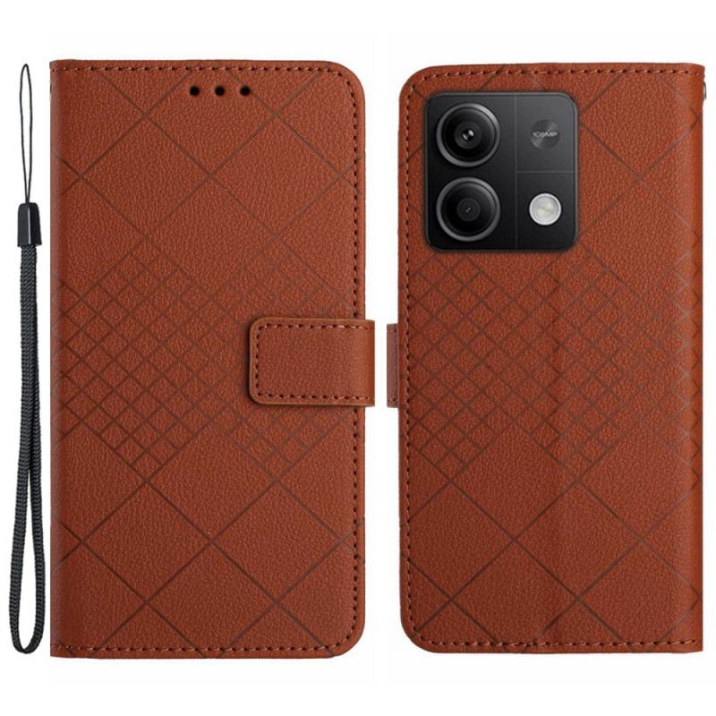 Kožna Futrola Za Xiaomi Redmi Note 13 4g Diamantni Uzorak S Remenom