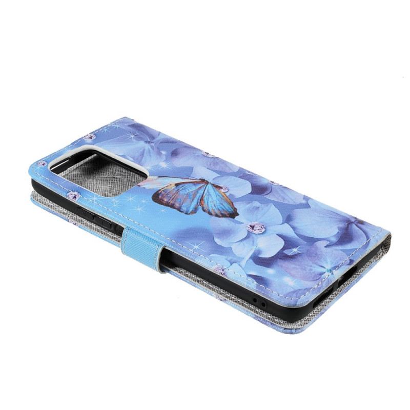 Kožna Futrola Xiaomi 11T / 11T Pro Dijamantni Leptiri S Remenom