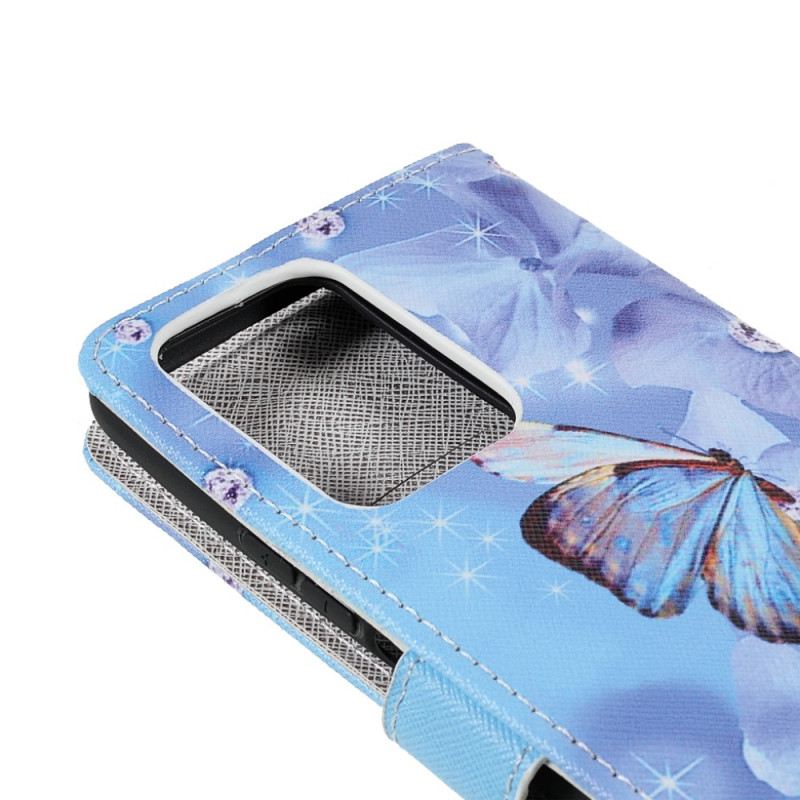 Kožna Futrola Xiaomi 11T / 11T Pro Dijamantni Leptiri S Remenom