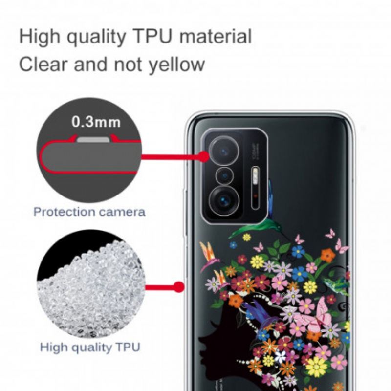 Maskica Xiaomi 11T / 11T Pro Prozirna Cvjetna Kosa