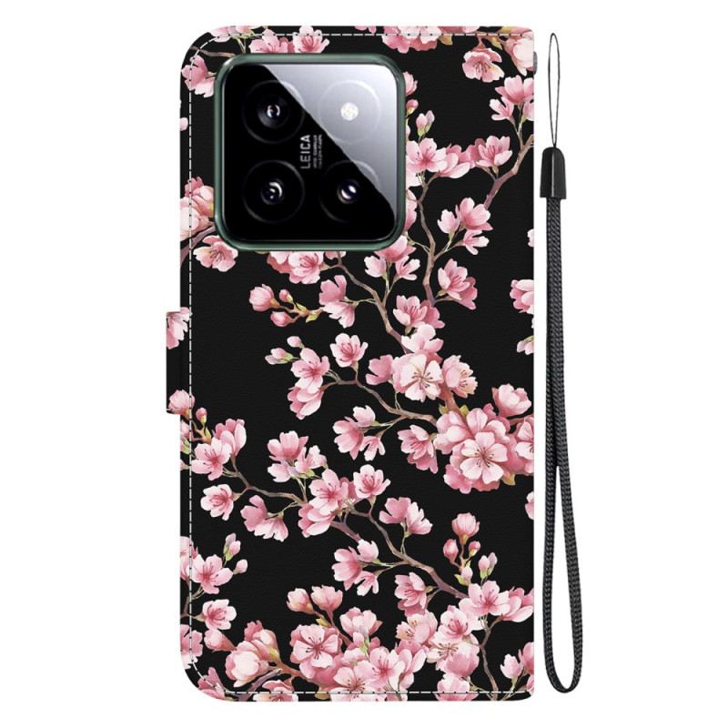 Flip Futrola Xiaomi 14 Zavezani Cvjetovi Šljive