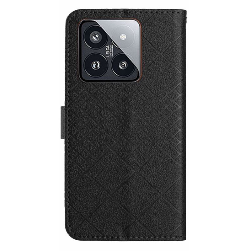 Kožna Futrola Xiaomi 14 Dijamanti Teksture Litchi S Remenom