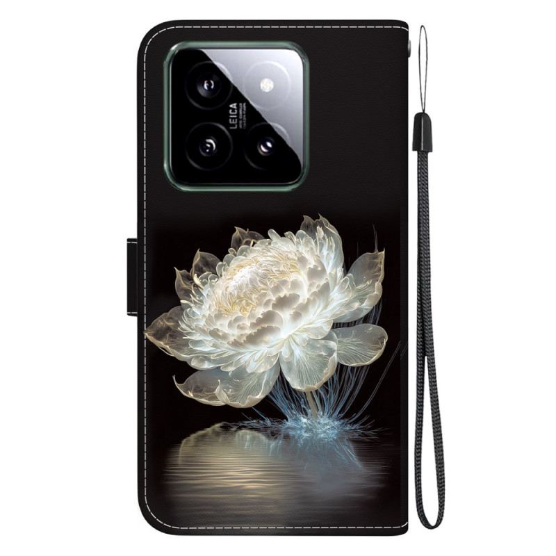 Kožna Futrola Xiaomi 14 Kristalni Božur S Remenom