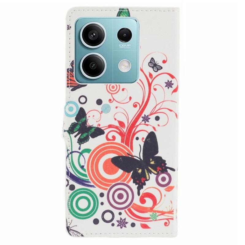 Kožna Futrola Za Xiaomi Redmi Note 13 Pro 5g Leptiri Na Bijeloj Pozadini