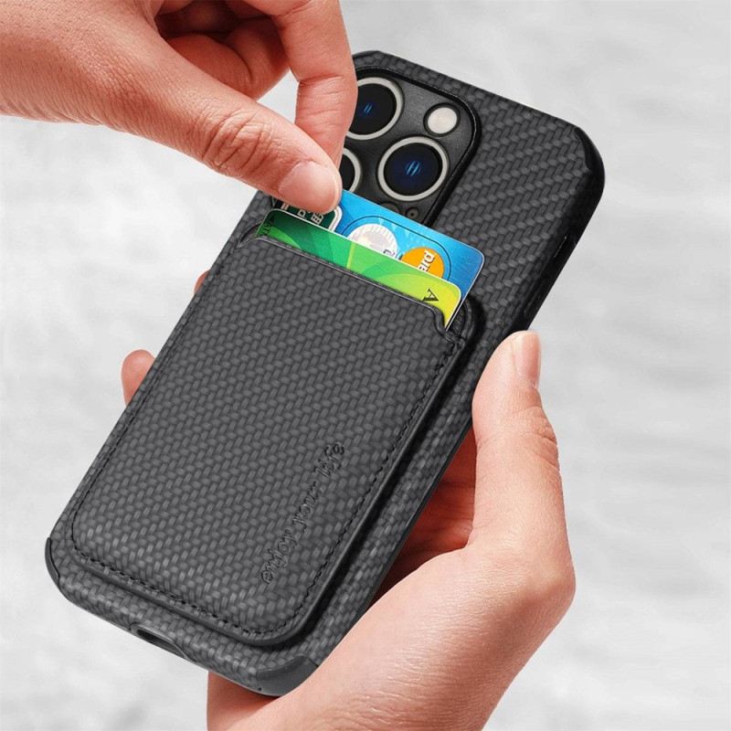 Maskica iPhone 14 Pro Novčanik Karbonska Vlakna I Magnetski Novčanik