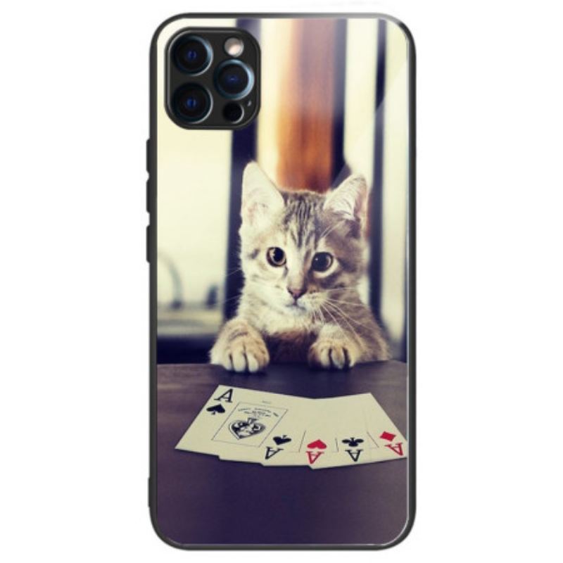 Maskica iPhone 14 Pro Poker Cat Kaljeno Staklo