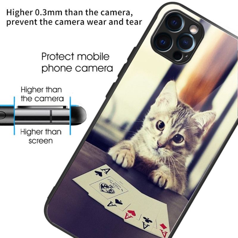 Maskica iPhone 14 Pro Poker Cat Kaljeno Staklo