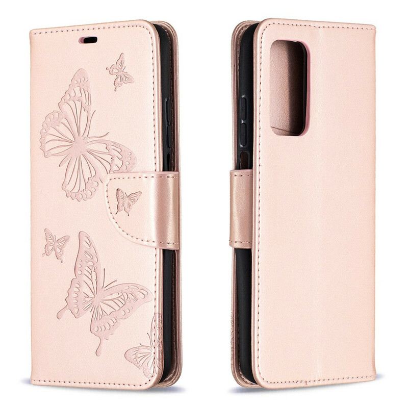 Kožna Futrola Xiaomi Mi 10T / 10T Pro Remen S Otisnutim Leptirima