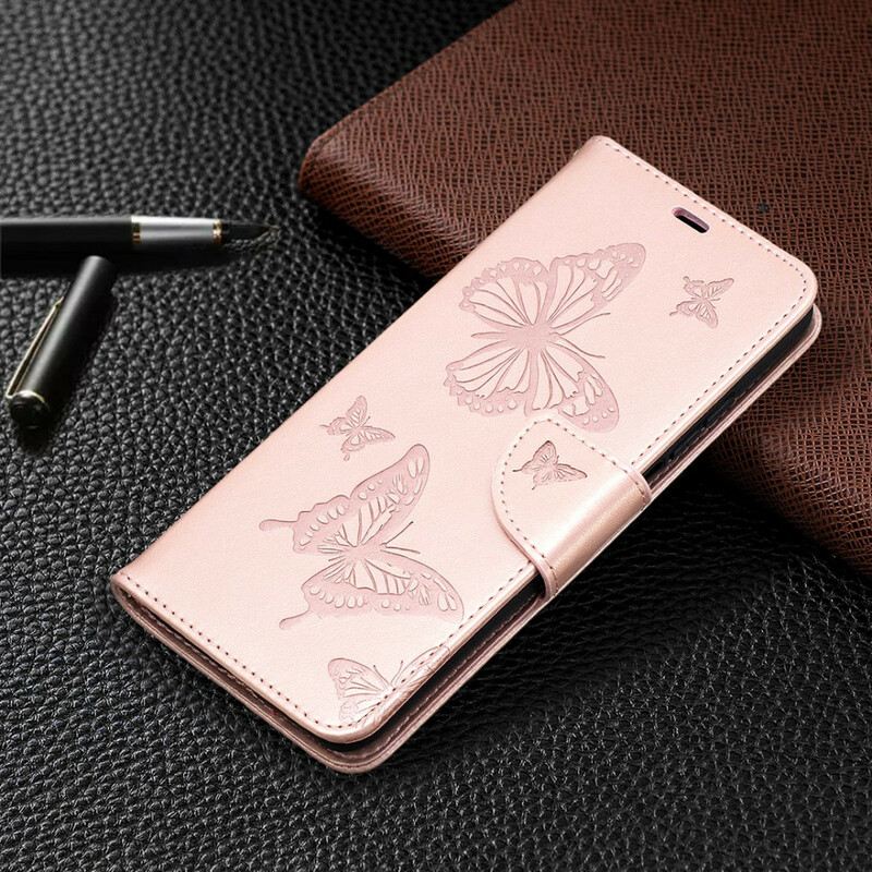 Kožna Futrola Xiaomi Mi 10T / 10T Pro Remen S Otisnutim Leptirima