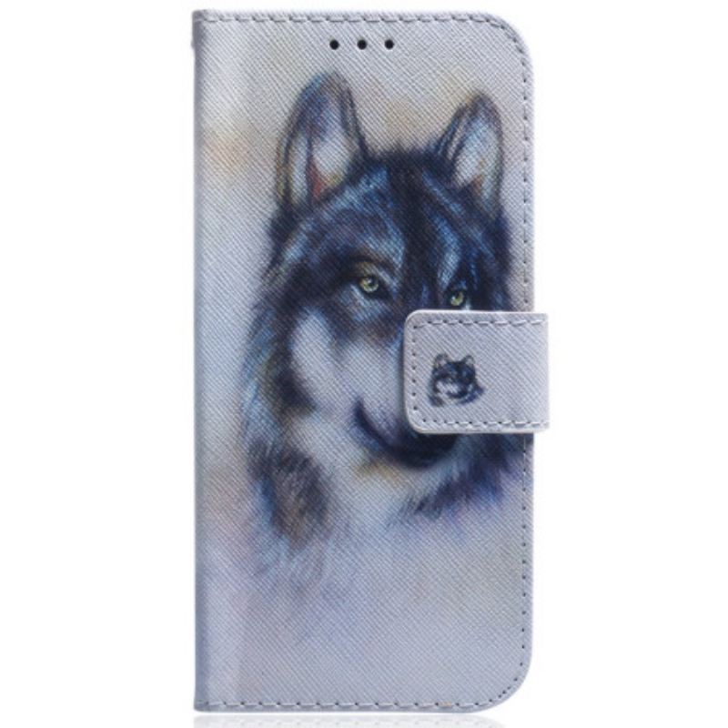 Kožna Futrola iPhone 16 Plus Akvarel Vuk