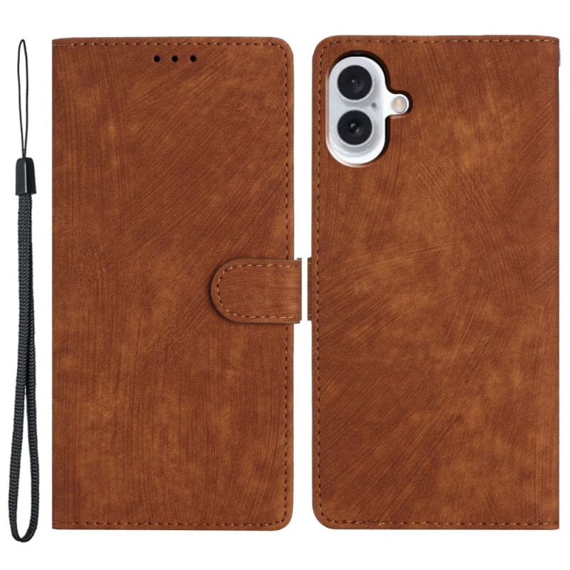 Kožna Futrola iPhone 16 Plus Efekt Antilopa S Remenom
