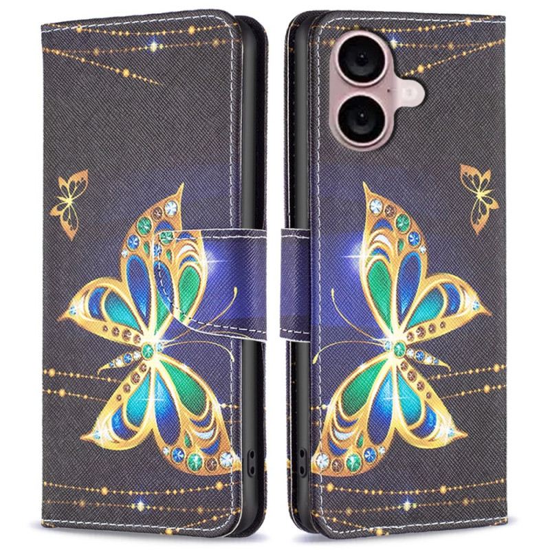 Kožna Futrola iPhone 16 Plus Nakit S Leptirima