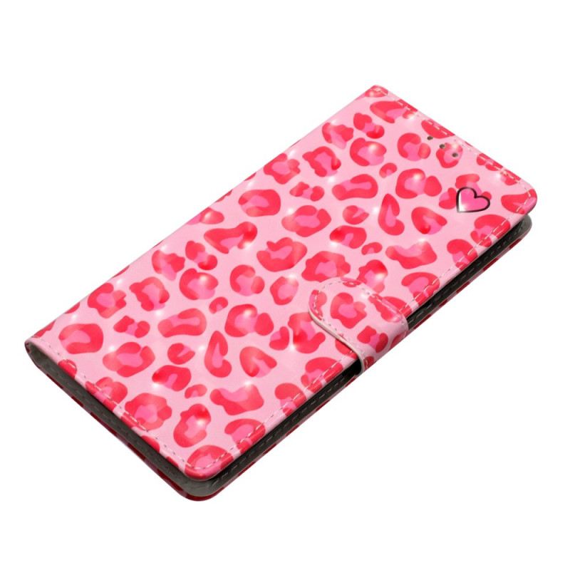 Kožna Futrola iPhone 16 Plus Ružičasti Leopard S Remenom