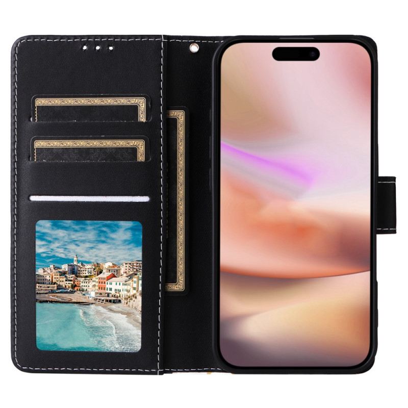 Kožna Futrola Za iPhone 16 Plus Mramorni Stil S Remenom