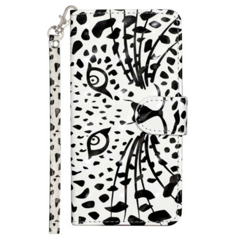 Kožna Futrola iPhone 16 Pro Leopardova Glava S Remenom