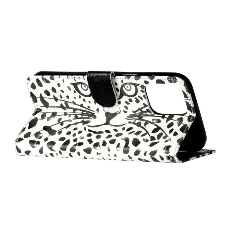 Kožna Futrola iPhone 16 Pro Leopardova Glava S Remenom