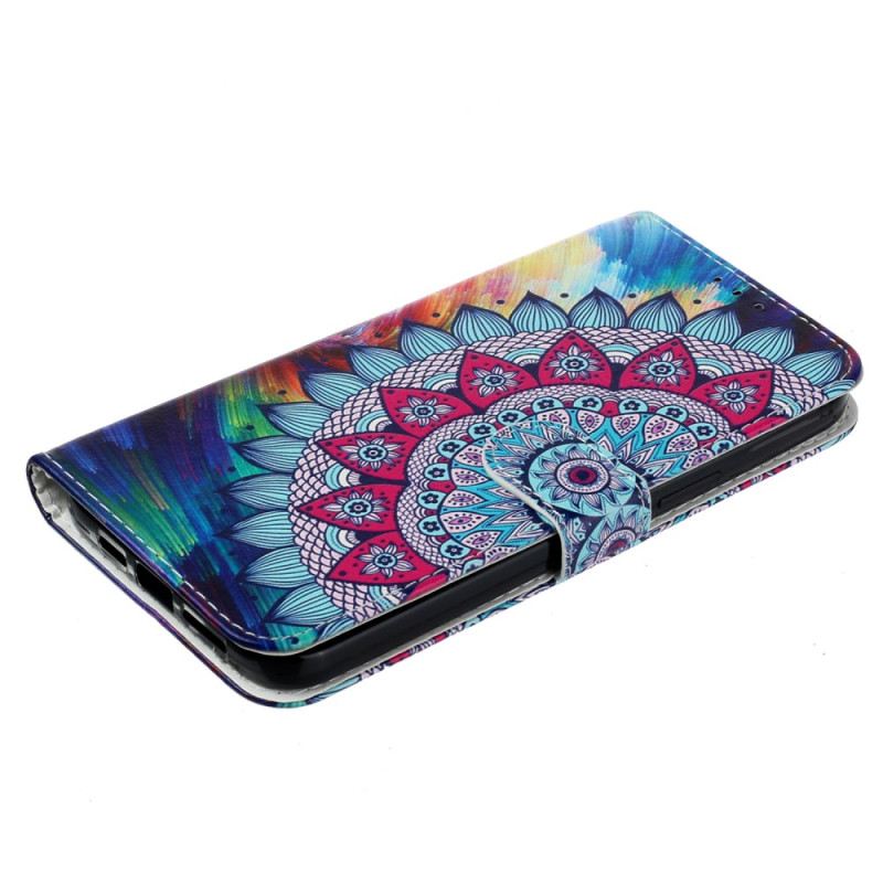 Kožna Futrola iPhone 16 Pro Otisak Mandale S Remenom